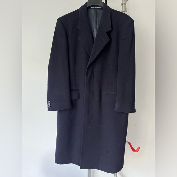 Vintage Berwin Navy Long Wool/Cashmere Overcoat - Picture 1 of 10
